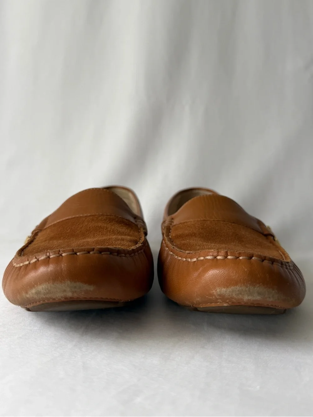 Women's Cole Haan Tan Leather Suede Penny Loafers Size 8